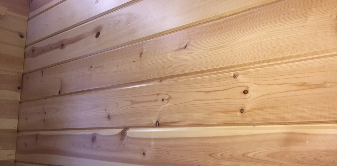 Wood wall finished with Lovitt's Platinum Interior Finish