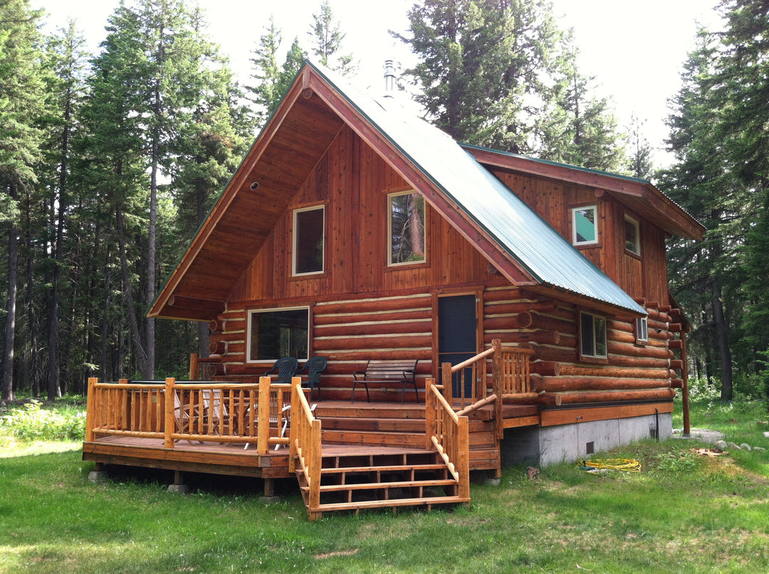 Lovitt's Emerald Gold wood stain on this log home and decks