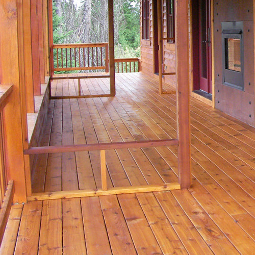Wood deck stained with Lovitt's Emerald Gold