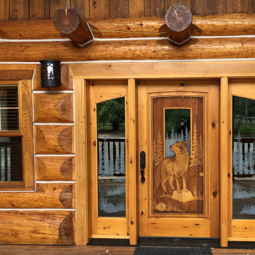 Lovitt's Emerald Gold log home stain on these doors too