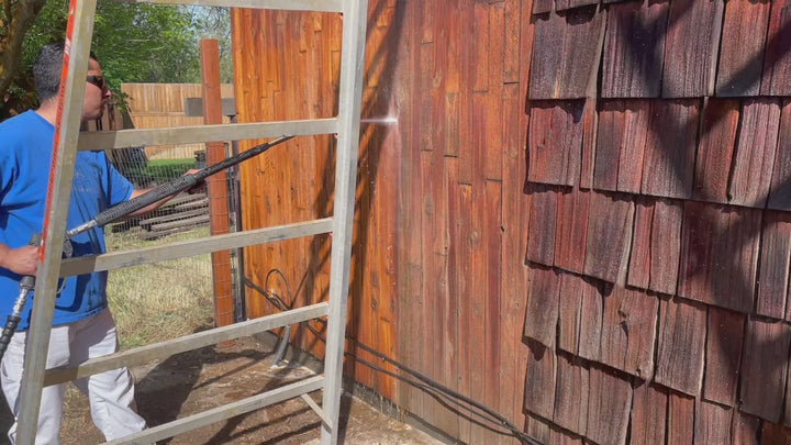 Power Washing Cedar Siding using Lovitt's Wood Cleaner